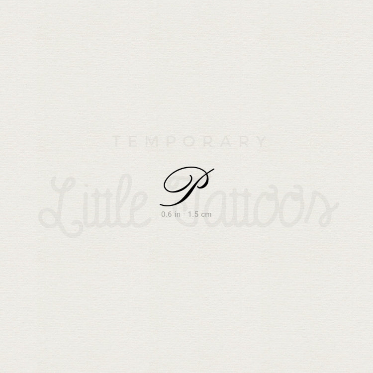 Cursive P Script Temporary Tattoo - Set of 3