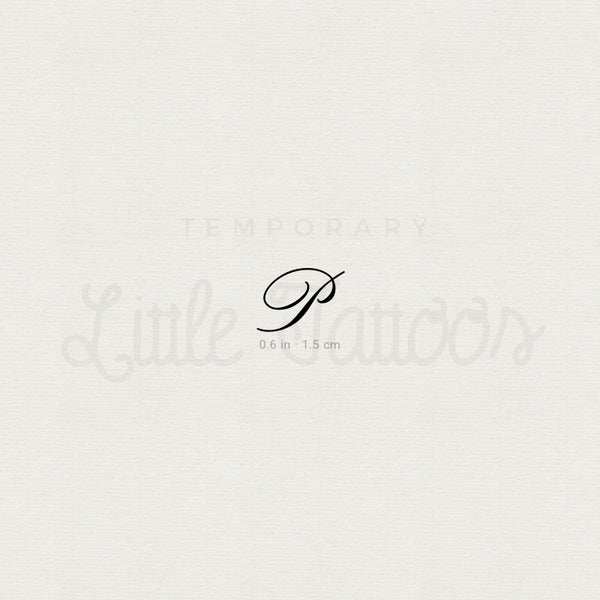 Cursive P Script Temporary Tattoo - Set of 3