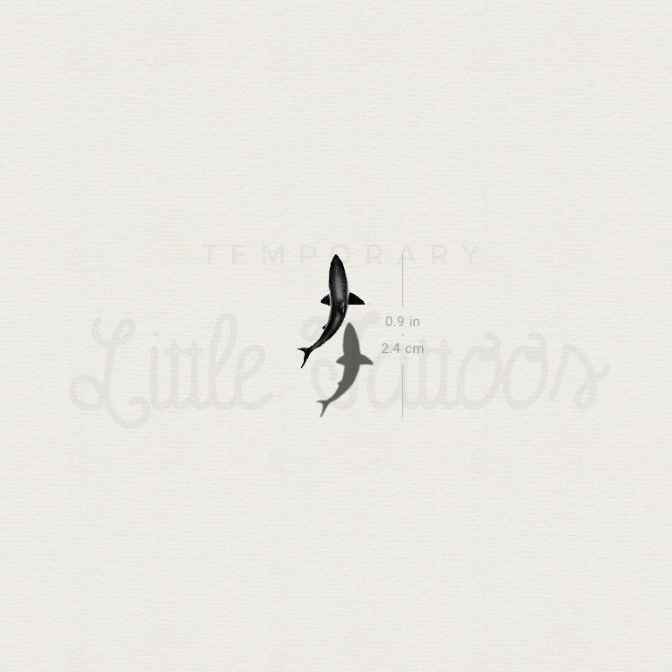 Little Shark And Shadow Temporary Tattoo - Set of 3