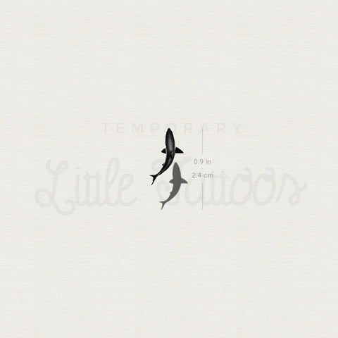 Little Shark And Shadow Temporary Tattoo - Set of 3