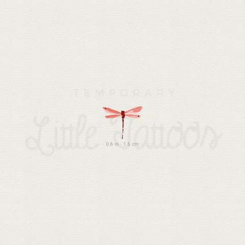 Red Watercolor Dragonfly Temporary Tattoo - Set of 3