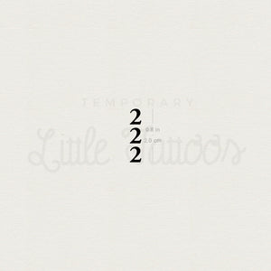 Vertical 222 Temporary Tattoo - Set of 3