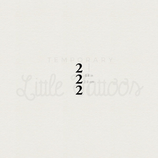 Vertical 222 Temporary Tattoo - Set of 3