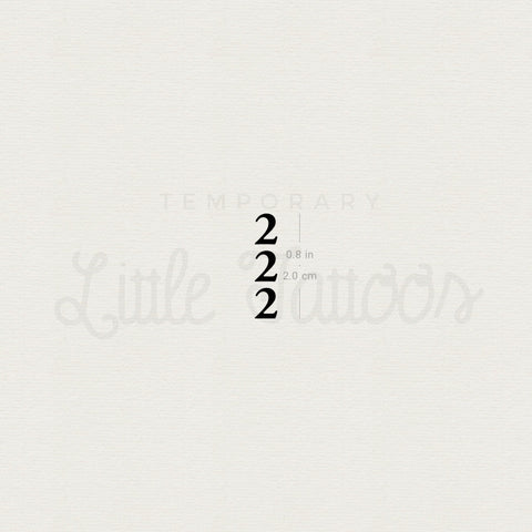 Vertical 222 Temporary Tattoo - Set of 3