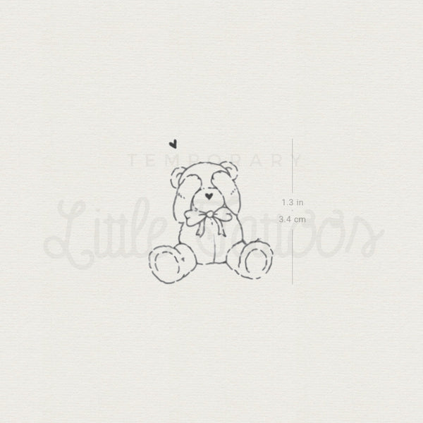 Shy Teddy Bear Temporary Tattoo By Stefano Mazza - Set of 3