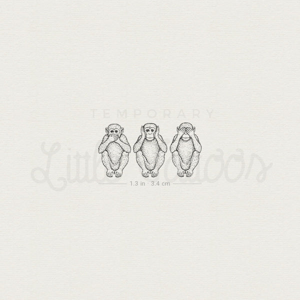 Three Wise Monkeys Temporary Tattoo - Set of 3
