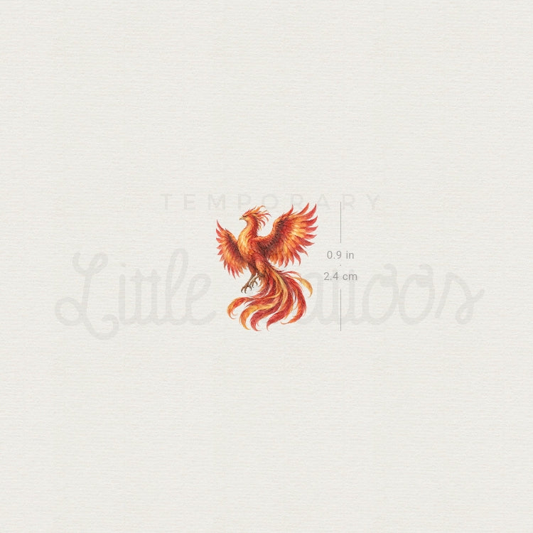 Watercolor Phoenix Temporary Tattoo - Set of 3