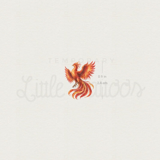 Watercolor Phoenix Temporary Tattoo - Set of 3