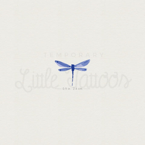 Watercolor Blue Dragonfly Temporary Tattoo - Set of 3