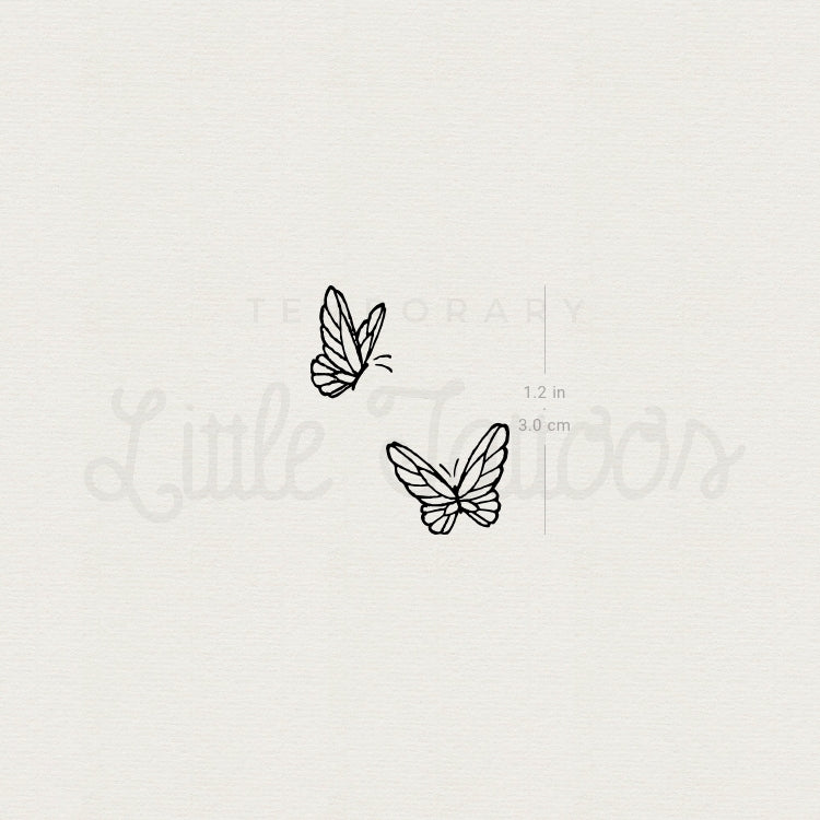 Delicate Butterfly Duo Temporary Tattoo - Set of 3