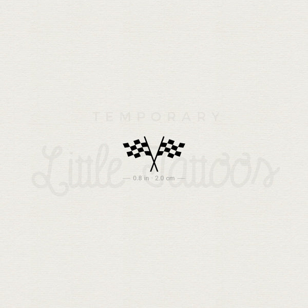 Double Checkered Flag Temporary Tattoo - Set of 3