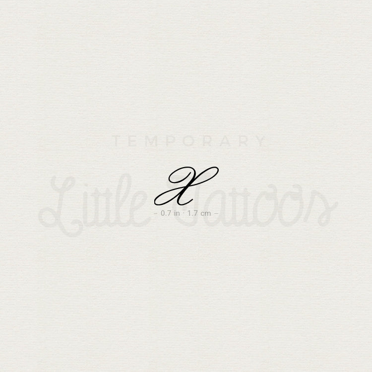 Letter X Script Temporary Tattoo - Set of 3