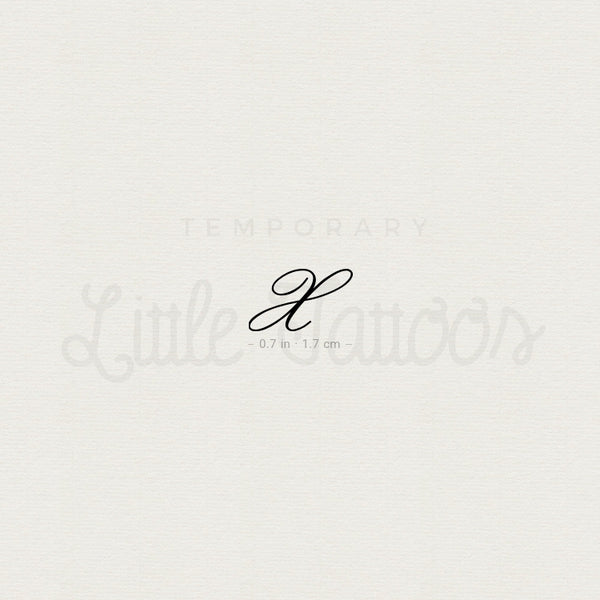 Letter X Script Temporary Tattoo - Set of 3