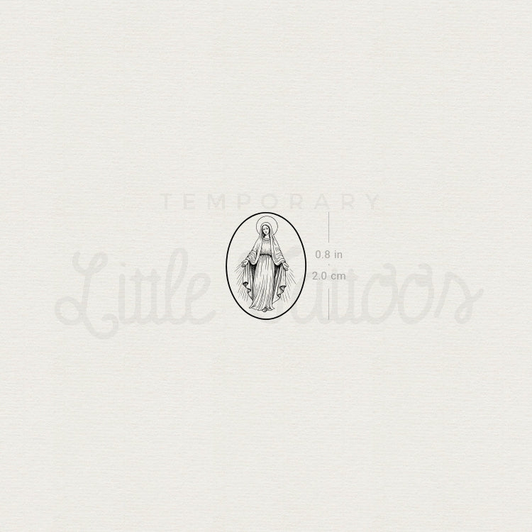 Tatuaje temporal de la Medalla de la Virgen María - Juego de 3