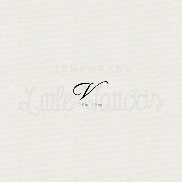 Cursive V Script Temporary Tattoo - Set of 3