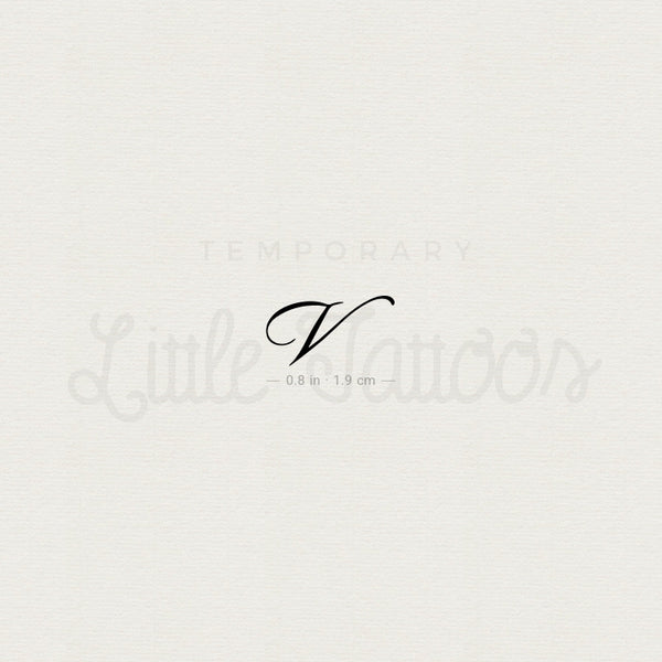 Cursive V Script Temporary Tattoo - Set of 3