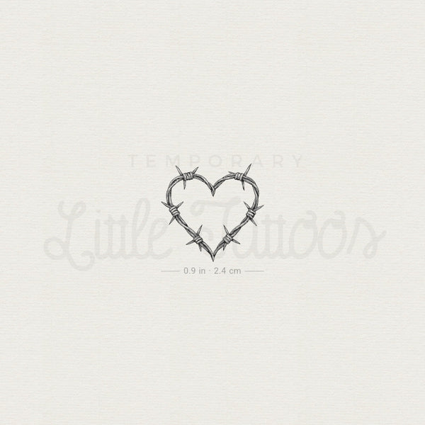 Heart Shaped Barbed Wire Temporary Tattoo - Set of 3