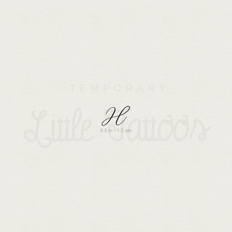 Letter H Script Temporary Tattoo - Set of 3