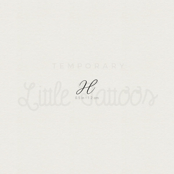 Letter H Script Temporary Tattoo - Set of 3