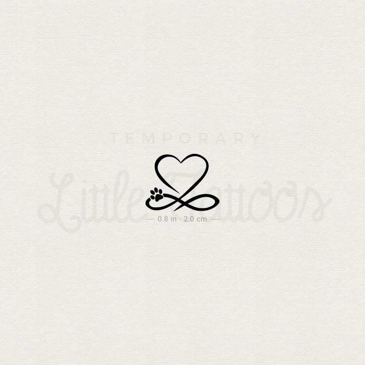 Paw Print Infinity Heart Temporary Tattoo - Set of 3