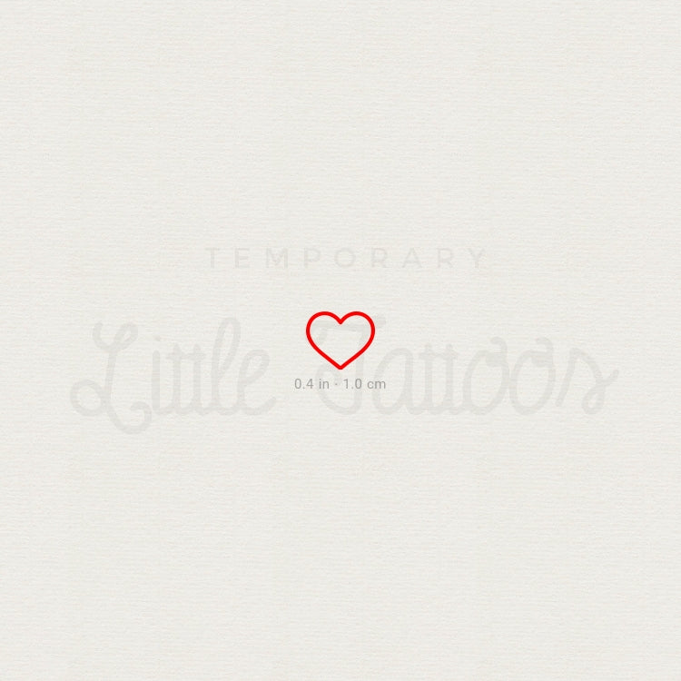 Little Red Heart Outline Temporary Tattoo - Set of 3