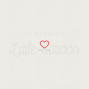 Little Red Heart Outline Temporary Tattoo - Set of 3