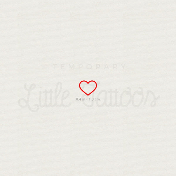 Little Red Heart Outline Temporary Tattoo - Set of 3