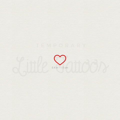 Little Red Heart Outline Temporary Tattoo - Set of 3