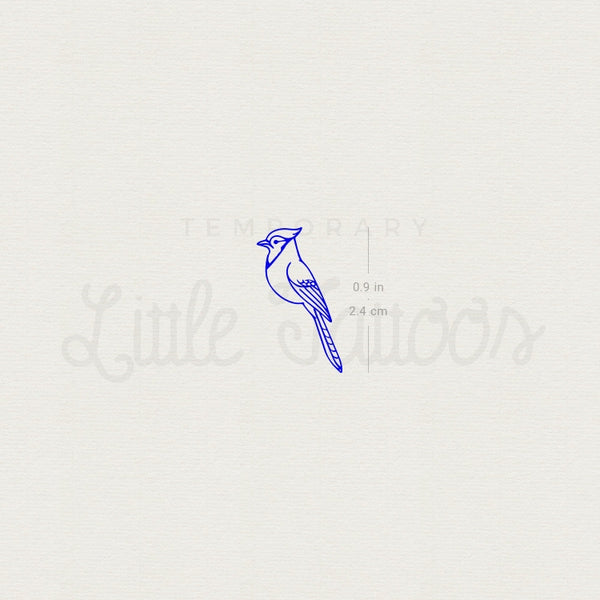 Minimalist Blue Jay Temporary Tattoo - Set of 3