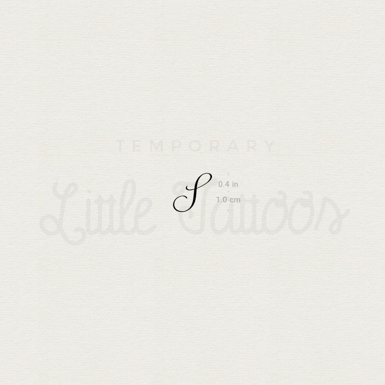 Tatuaje temporal con letra S cursiva (juego de 3)