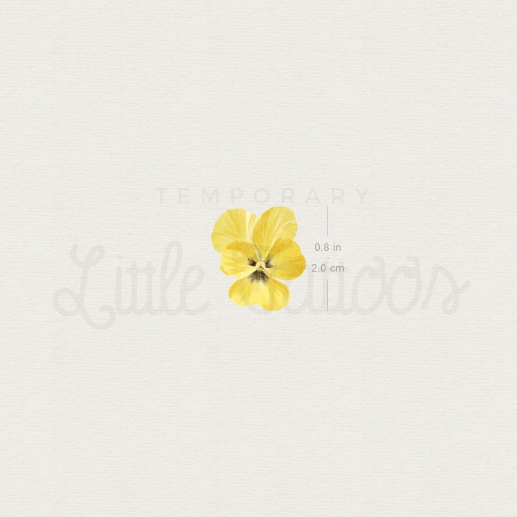 Yellow Pansy Temporary Tattoo - Set of 3