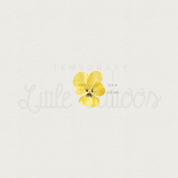 Yellow Pansy Temporary Tattoo - Set of 3