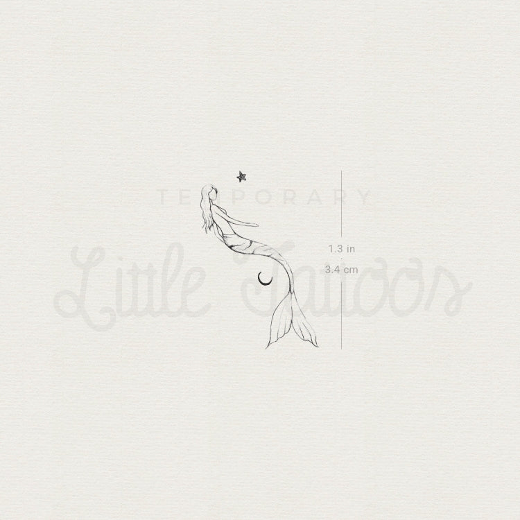 Star Moon Mermaid By Stefano Mazza Temporary Tattoo - Set of 3