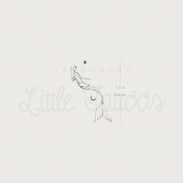 Star Moon Mermaid By Stefano Mazza Temporary Tattoo - Set of 3