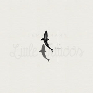 Small Shark And Shadow Temporary Tattoo - Set of 3