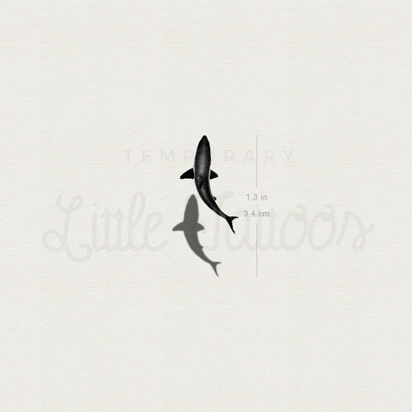 Small Shark And Shadow Temporary Tattoo - Set of 3