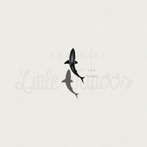 Small Shark And Shadow Temporary Tattoo - Set of 3