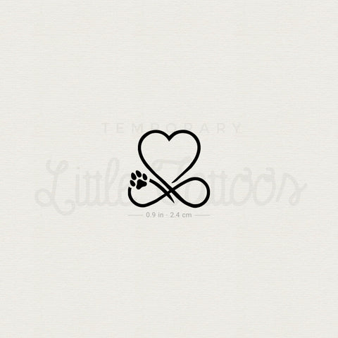 Infinity Heart And Dog Paw Print Temporary Tattoo - Set of 3