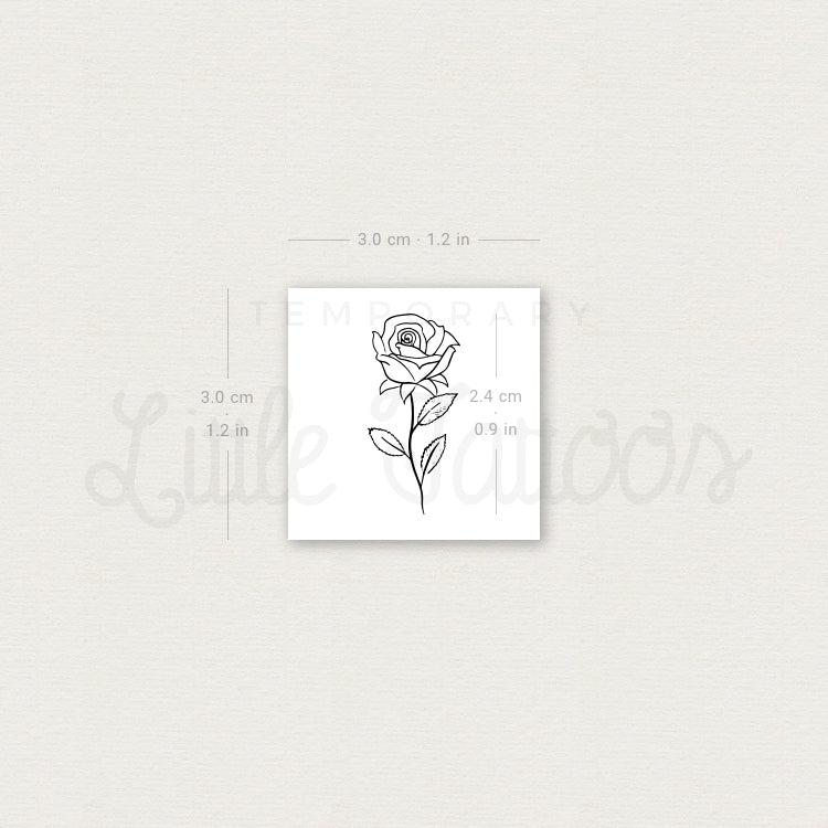 Fine Line Rose Temporary Tattoo - Set of 3