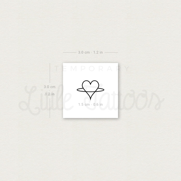 Saturn Heart Temporary Tattoo - Set of 3