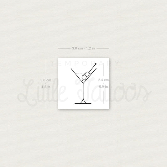Martini Cocktail Temporary Tattoo - Set of 3