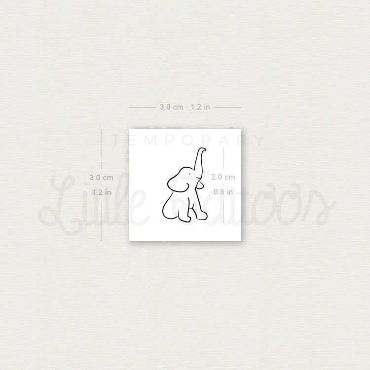 Elephant Temporary Tattoo - Set of 3