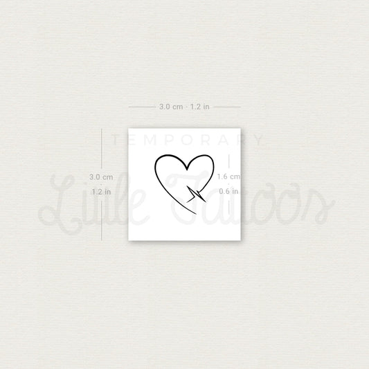 Heart and Heartbeat Temporary Tattoo - Set of 3