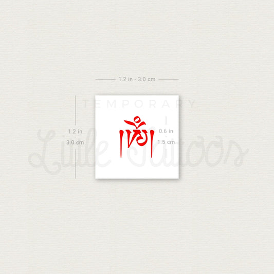 Tatuaje temporal Om tibetano rojo - Juego de 3