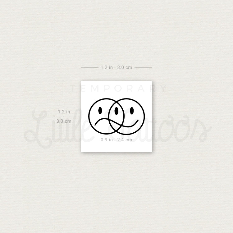 Happy Sad Face Temporary Tattoo (Set of 3)