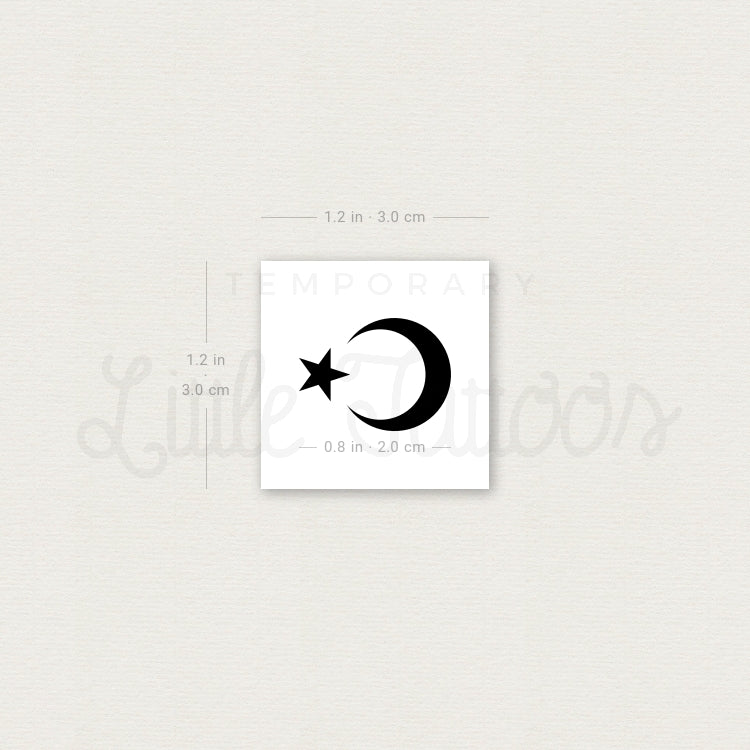 Star and Crescent Temporary Tattoo - Set of 3