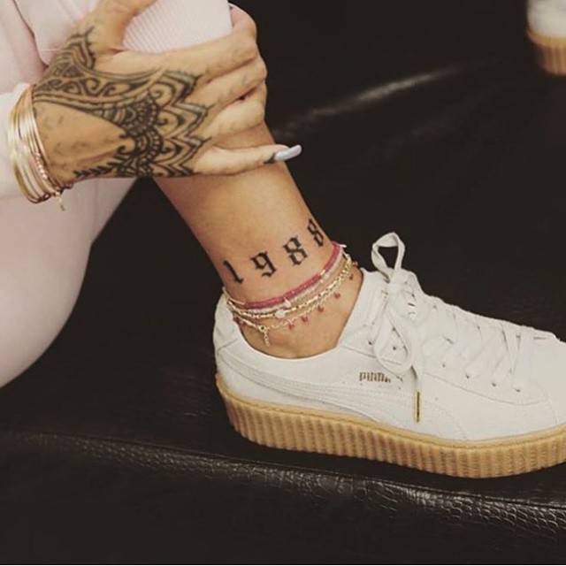 Tatuaje temporal del año de nacimiento de Rihanna, 1988 (juego de 3)