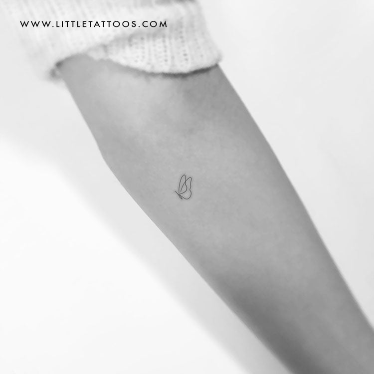 Continuous Line Butterfly Temporary Tattoo - Set of 3