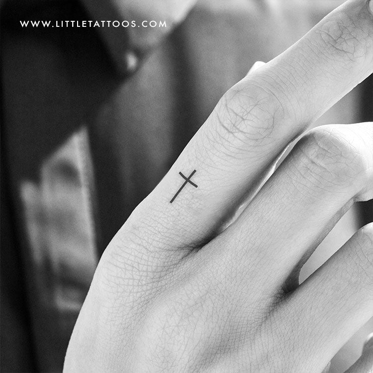 Small Minimalist Cross Temporary Tattoo - Set of 3