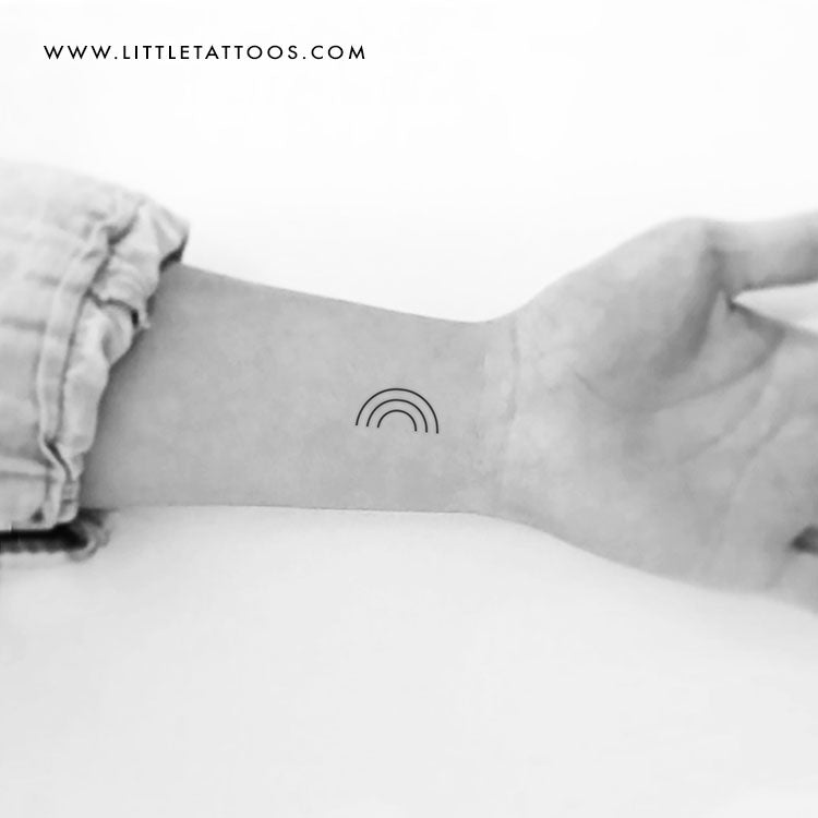 Tatuaje temporal de arcoíris minimalista (juego de 3)